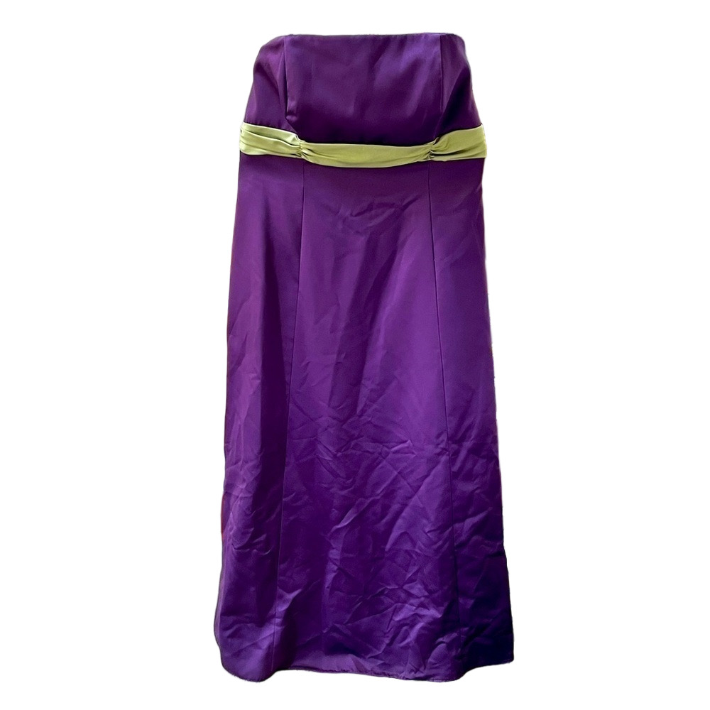 Jordan Fashions Strapless Formal Dress purple/eggplant with sage belt/sash